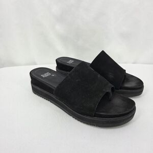 Eileen Fisher Touch Tumbled Nubuck Leather Flatform Sandal sz 9